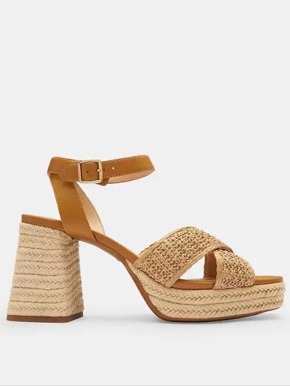 NWT! Women’s Tan Braided Platform Sandal with Ankle Strap In Natural Color